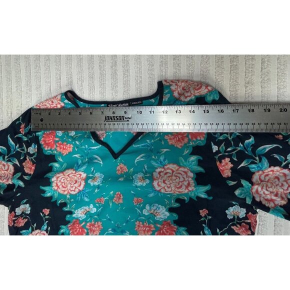 Tolani Collection Womens Medium V-Neck Floral Print Long Sleeve Woven Top Blouse - Picture 6 of 9